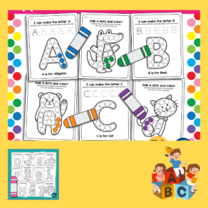 200 puslapių abėcėlės užduotėlės vaikams – Raidžių apvedžiojimas, gyvūnai, objektai ir taškavimo pratimai