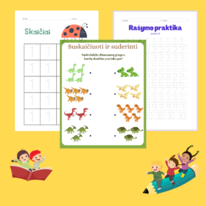 Skaičių rašymo užduotėlės vaikams – apvedžiojimo pratimai skaičių mokymuisi