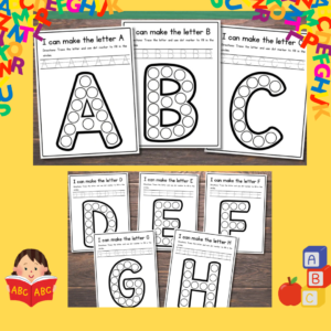 200 puslapių abėcėlės užduotėlės vaikams – Raidžių apvedžiojimas, gyvūnai, objektai ir taškavimo pratimai