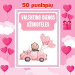Valentino dienos užduotėlės vaikams (50 psl., PDF) – Spalvinimas, skaičiavimas, žodžių žaidimai