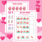 50 puslapių Valentino dienos užduotėlės vaikams – Spalvinimas, skaičiavimas, žodžių žaidimai ir kirpimo užduotys