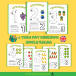 Raidžių ir skaičių mokymosi užduotėlės darželinukams (10 psl.) + DOVANA 10 angliškų užduočių - Image 2