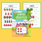 Atimties užduotėlės vaikams PDF | 20 puslapių spausdinamos užduotys