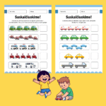 Skaičiavimo užduotėlės vaikams – automobiliai PDF | matematikos užduotys atsispausdinti (21 puslapis) - Image 6