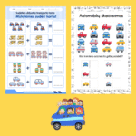 Skaičiavimo užduotėlės vaikams – automobiliai PDF | matematikos užduotys atsispausdinti (21 puslapis) - Image 3