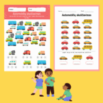 Skaičiavimo užduotėlės vaikams – automobiliai PDF | matematikos užduotys atsispausdinti (21 puslapis) - Image 2