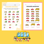 Skaičiavimo užduotėlės vaikams – automobiliai PDF | matematikos užduotys atsispausdinti (21 puslapis) - Image 4