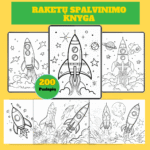 Raketų spalvinimo knyga vaikams PDF – 200 puslapių atsispausdinti