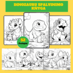 Dinozaurų spalvinimo knyga vaikams PDF – 52 puslapiai atsispausdinti - Image 2