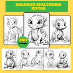 Drakonų spalvinimo knyga vaikams PDF – 200 puslapių atsispausdinti - Image 2
