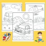 Transporto priemonių spalvinimo knyga vaikams PDF – 35 puslapiai - Image 2